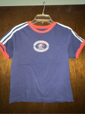 Peanuts Navy Blue Crop Top with Red Trim